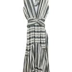 MISA Los Angeles NWT  Domenika V Neck Striped Maxi Dress Gray White Medium Photo 3