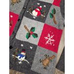 Victoria Jones  Vintage Christmas Embroidered Patches Wool Blend Sweater Medium Photo 3
