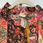 Entro Paisley Boho chiffon Colorful Fall Button Up Lightweight Patchwork Long Sleeve L Photo 6