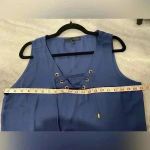 Harvé Benard Harve Benard Navy Flowy Sheer Sleeveless Blouse Gold Eyelet Lace V Neck Size L Photo 7