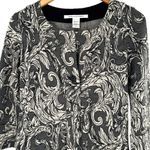 Diane Von Furstenberg DVF Gaby Gray Floral Jacquard Wool Knit Bell Sleeve V-Neck Dress Size 2 Photo 3