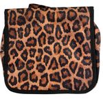 Travel Toiletry Hanging Cosmetic MakeUp Bag Leopard Print Med Accessories Unfold Brown Photo 0