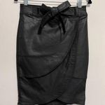 White House | Black Market  Black Faux Leather Wrap Pencil Midi Skirt Sz 0 EUC Photo 0