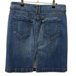 Old Navy  Ultra Blue Jean High Waist Medium Wash Denim Back Slit Skirt Womens 10 Photo 8