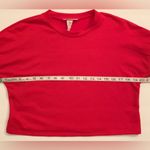 Jasmine Red cropped crew neck top long sleeves with black mesh insets Photo 4