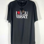 Versace Women's I Love Hotfix Heart Cotton Graphic Tee Size 46 Black NEW Photo 2