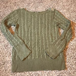 Eddie Bauer  Olive Green Cable Knit Long Sleeve‎ Sweater with Shoulder Buttons Photo 0