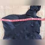 Rickie Freeman Teri Jon Navy Ruffle Tiered Formal Gown w/ Rosette Bow Strap Photo 10