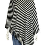 Chico's Chico’s Black & White Sassy Stripes Cowl Neck Poncho Womens One Size Fits All Photo 0