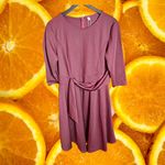 Fenjar Women's Empire Waist Drape Tie Midi‎ Flattering 3/4 Sleeve Dress Size XL Red Photo 1