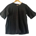 Shilla  Chic Black Striped Women's Sz S‎ Blouse Business Casual Office Neutral Photo 0