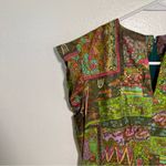 Handmade Midi Dress Green Geometric Dragon Size XS Photo 3