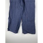 Athleta  Linen Pants Womens 2 Bali Wide Leg Cropped Blue Stripe Beachy Pockets Photo 3