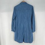 Umgee Blue Chambray Denim Button Front Shirt Dress Long Roll Tab Sleeve Casual Photo 8