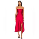 ASTR The Label Gaia Red Satin Slip Dress Midi Thigh Slit Size XS Photo 5