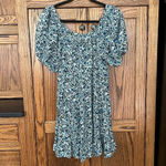 Wild Fable  Blue‎ Floral Puff Sleeve Tiered Mini Dress Off Shoulder Small Photo 7