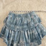 Love Shack Fancy  Sz XS Blue Cotton Tiered Ruffle Mini Skirt Lace Elastic Waist Photo 3