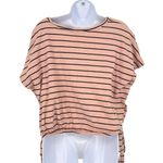 Lucky Brand  Striped Short Sleeve Top With Side Ties Pink Size Medium Photo 5