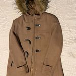 Cole Haan  Women's Tan Coat with Faux Fur Hood Photo 1