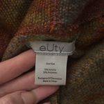 NWOT eUty Oversized Patterned Poncho Shawl Hoodie 2 Button Closure Tassels Brown Photo 12