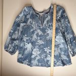 Tommy Bahama  Blue Floral Tencel Blouse Medium Beachy Resort Soft Coastal Relaxed Photo 6