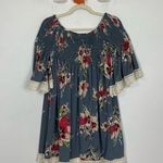 Umgee Off Shoulder Flare Sleeve Floral Print Gray Blouse Size Small Photo 0