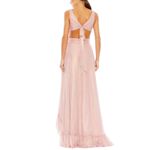 Mac Duggal 49526 Rose Cut Out High Low Ruffle Gown, Size 2 New w/ Tag MSRP $398 Photo 2