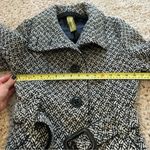SOIA & KYO  black and white tweed belted pea Wool Blend Jacket Size Medium Coat Photo 7