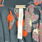 Free People | XS | Blue w/ Red Floral Print Pebble Crepe So Fine Smocked Tunic Photo 6