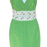 Kay Unger  Green Crochet Mini Dress Photo 0