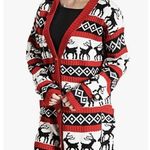 Merry Christmas Womens Cardigan Knit Sweater Holiday Long Sleeve Red Size Large Photo 1