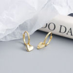 Boutique Heart Huggie Hoop Earrings | Yellow‎ Gold Plated Sterling Silver Photo 3