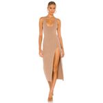 NWT Michael Costello x Revolve Ribbed Midi Dress Tan Size Small Photo 1