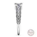 Boutique Platinum Plated S925 Silver Leaf Motif Engagement Ring Simulated Diamond, Sz 6 Photo 8