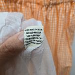 Sim & Sam Midi Dress Size Small S Gingham Check Orange White Puff Sleeve Smocked Photo 7