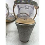 Badgley Mischka Silver Glitter Block Heel Sandals Sparkle Dress Women's Size 11 Photo 4