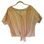 Como vintage PLUS SIZE  Pink and Cream Striped Blouse Photo 0
