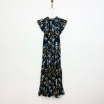Whistles Celia Iris Print Pleated Dress Navy Floral Blue Size 2 Photo 3