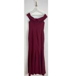 DESSY COLLECTION Notched Off the Shoulder Crepe Gown in Burgundy Size US 6R Red Photo 6