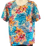 Aero Women's Tropical Floral Short Sleeve Tee Shirt Size Small Multicolor Pink Photo 1