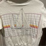 OP Vintage 1983  cotton hooded sailboat graphic logo t-shirt distressed thrashed Photo 11