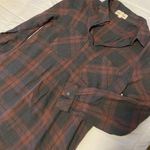 Cloth & Stone  Grey Burgundy Plaid Longsleeved Collared Dress Sz Small S Shift Photo 0