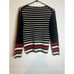 Liz Claiborne LizSport Petite Sweater P Navy Red White Striped Long Sleeve Photo 1
