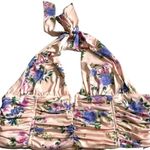 ZARA halter crop top Light pink floral print Deep V Ruching NWT XL Feminine Photo 9
