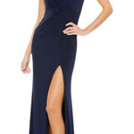 Mac Duggal leena x - NWT Navy V-Neck Ruched Jersey Gown Sz 6 Photo 0