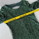 EXPRESS Emerald Green Sequin Long Sleeve Backless Formal Homecoming Mini Dress 8 Photo 7