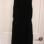Lavender Brown black hi-low dress, lined, pleated flowy, keyhole back pit to pit is 17, high Length is 36, low length is 44 size small, NWOT Photo 1