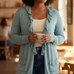 Peruvian Connection  long ruffled cardigan shirt se small Photo 0