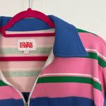 Solid & Striped  Cropped Stripe Rugby Pullover Sweatshirt Pink Blue Green Large Photo 1