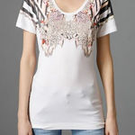 Just Cavalli  Size Small  Top Blouse Short Sleeve Abstract Embellished Photo 0